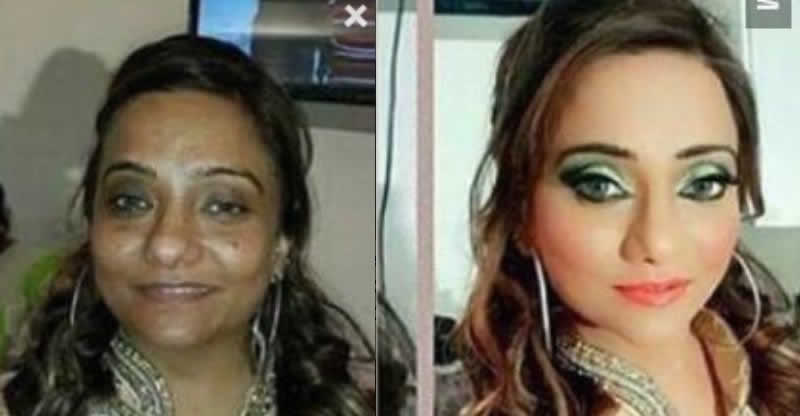Mujer con maquillaje - antes y despues